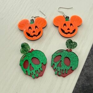 Hand Crafted Halloween Earrings - Orange and Green